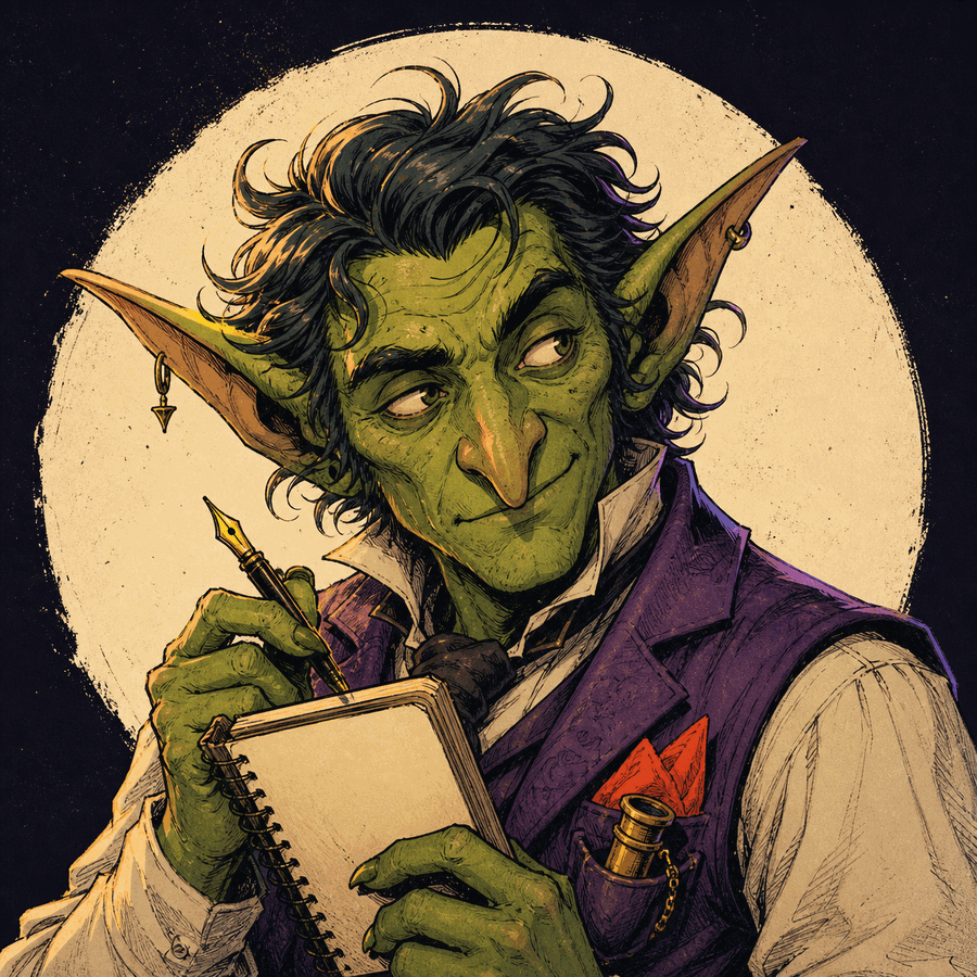 Retrato ilustrado de Iván, con un cuaderno o megáfono pequeño, escribiendo o mirando hacia fuera de la escena.